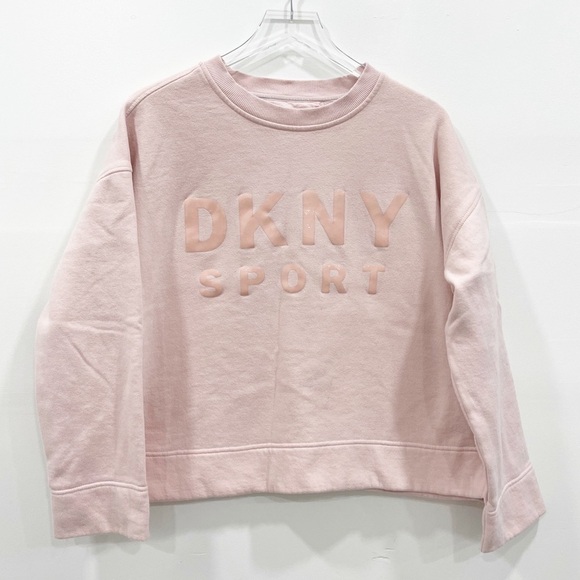 DKNY Sport Logo Print Sweatshirt Light Pink Fleece - Picture 1 of 12